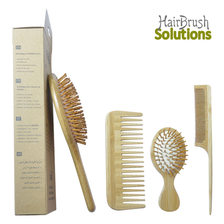 Factory Direct Sale Eco Friendly Curly Bamboo Comb Anti-static Mao Bamboo Hair brush Set Manufacturers