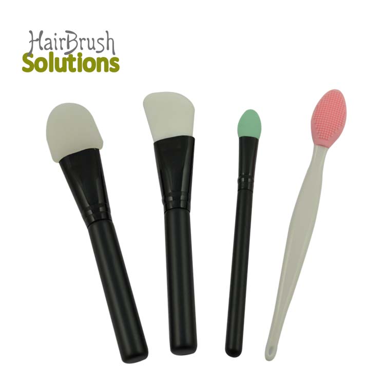 Custom Color Professional Eyelash Brush Foundation Silicon Plastic Handle Silicone Face Applicators Make Up Brush Set