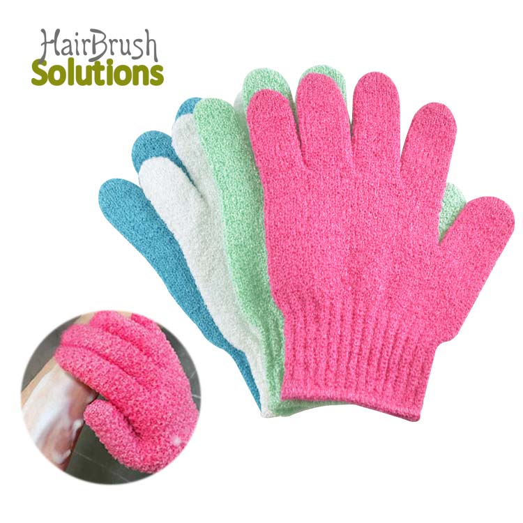 gants exfoliant soie Five-finger Bathing Gloves White Natural Fiber Shower Exfoliating Bath Glove Scrubber
