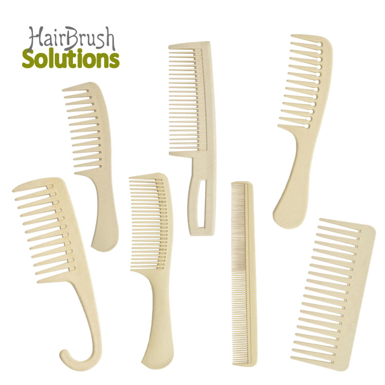 Eco Friendly Pocket Small Custom Logo Private PLA Salon Biodegradable Wide Tooth Comb Scalp Beige Hair Comb 12 Packs for girls