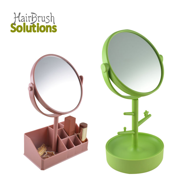 New Round Cosmetic Table Top Make Up Mirror Decoration Round Double Side Makeup Vanity Mirror With Storage Tray