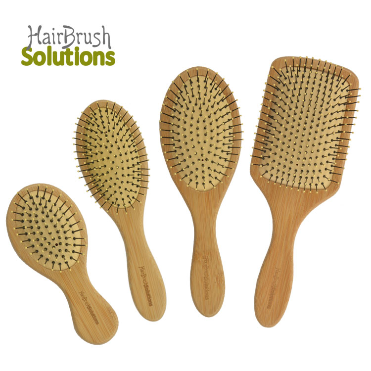Eco Friendly Lasered Logo Professional Square Bamboo Nylon Bristle Blow Drying Paddle Detangled Hair Brush for Dry Hair Styling