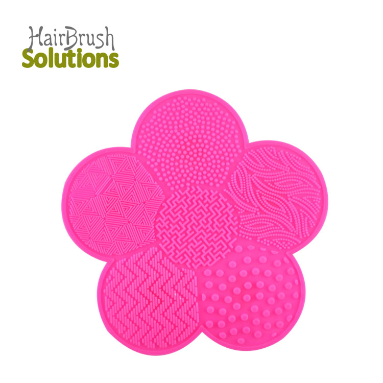 Customized Color Flower Shape Portable Cosmetics Scrubber Board Silicon Makeup Cleaning Brush Cleaner Mat Make Up Washing Pad