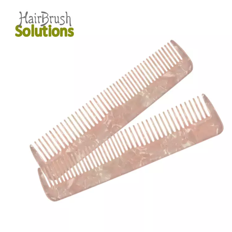 Custom Logo Handmade Pink Curved Cellulose Acetate Tortoiseshell Mini Wide Tooth Comb 4mm Acetate Comb Natural