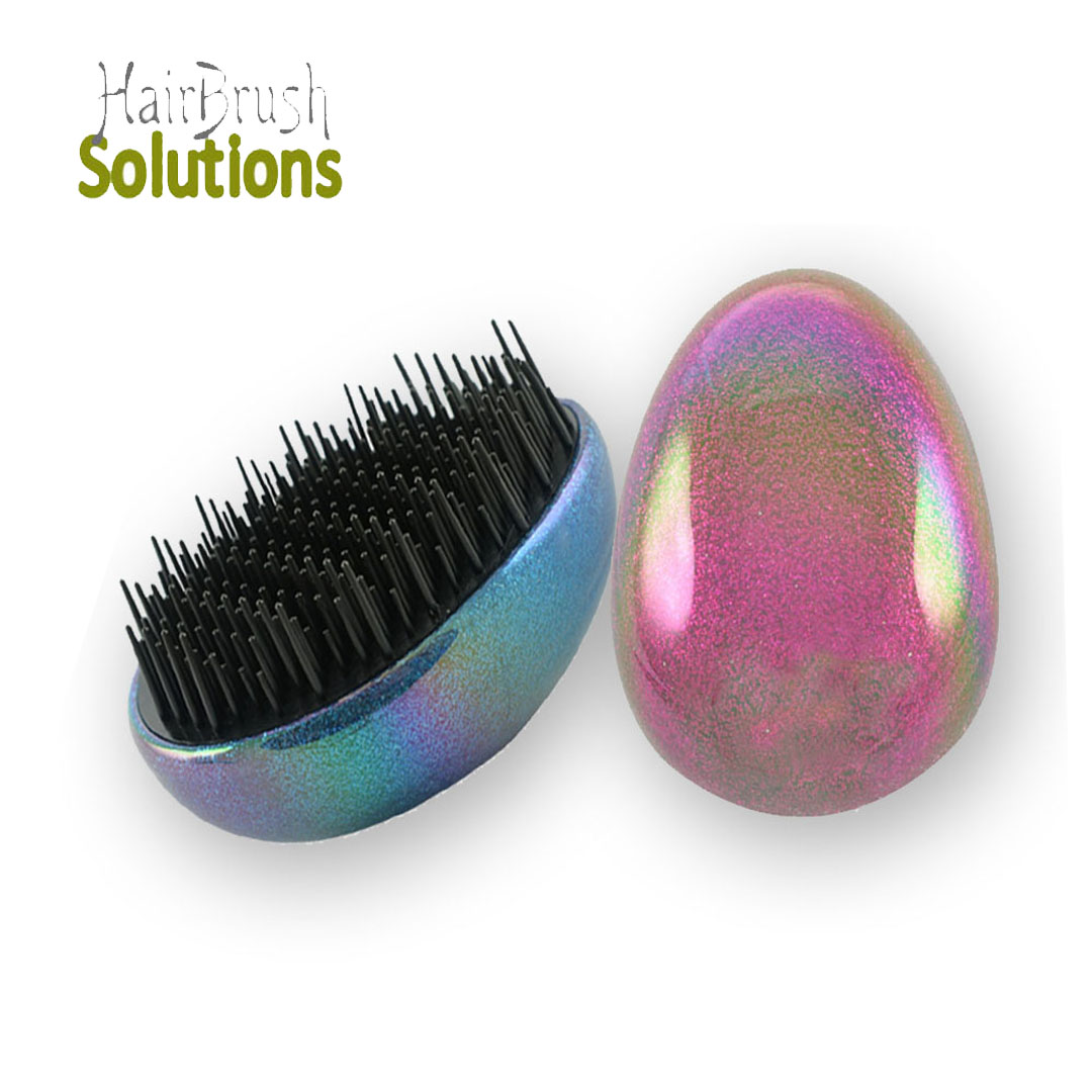 Plastic Bling Anti Static Detangling Dry Wet Hair Detangler Brush Portable Travel Egg Shape Hair Brush for Women Adults Kids