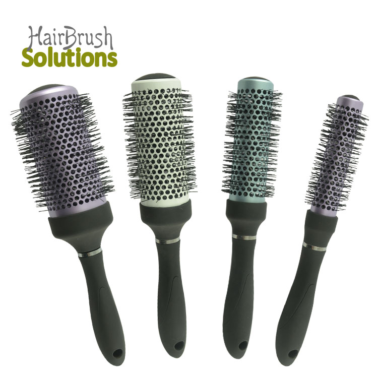 Fashion Design Professional Manufacturers Custom Girls HairBrush Ceramic Barrel Round Nylon Curly Hair Brush Set with Logo