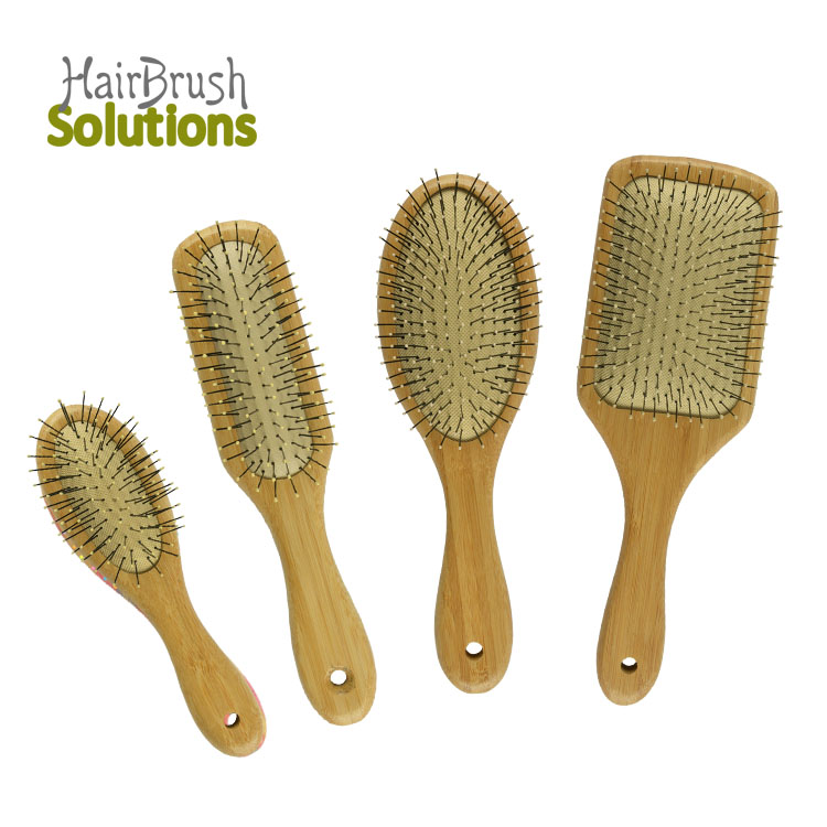 Eco Friendly New Custom Logo Hairbrush 13 Rows Single Nylon Bristle Oval Paddle Detangling Bamboo Hair Brush With Tips