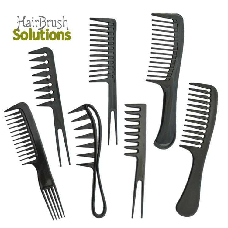Wholesale Salon Plastic Flat Wide Tooth Function Large Hairdressing Women Men Black Hair Styling Comb Sets Private Label