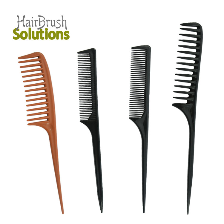 Wholesale Solid Flea Comb Hair Salon Thick Rat Tail Comb Pet Styling Logo Plastic Parting Rat Tail Custom Combs Sets
