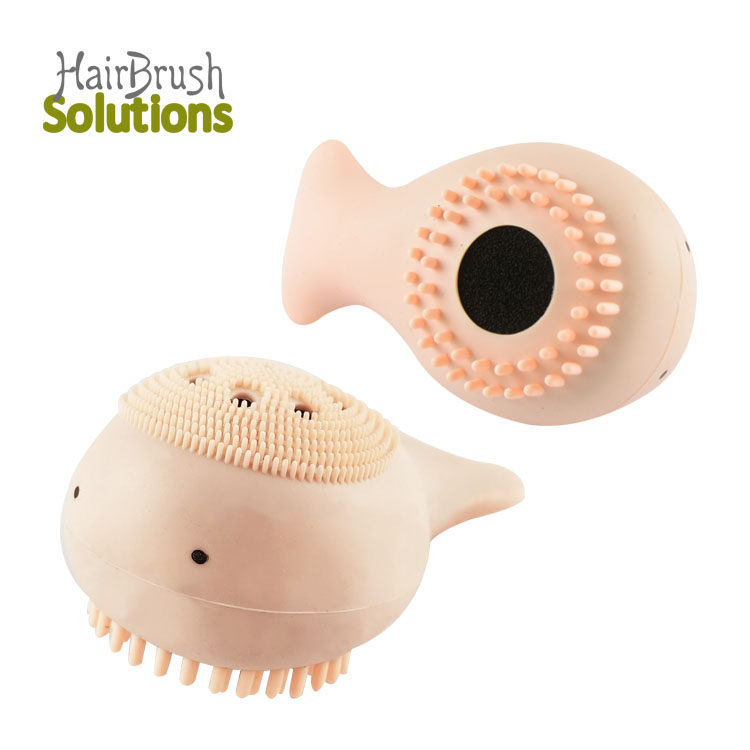 Custom Color Reusable Silicone Massaging Fish Shape Clean Pad Exfoliating Face Scrubber Face Cleaning Brush