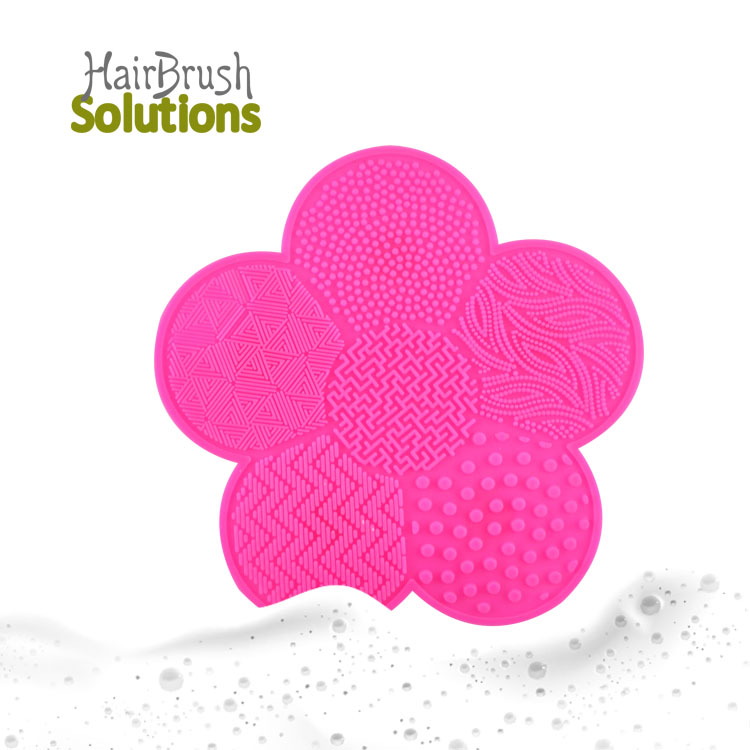 Customized Color Flower Shape Portable Cosmetics Scrubber Board Silicon Makeup Cleaning Brush Cleaner Mat Make Up Washing Pad