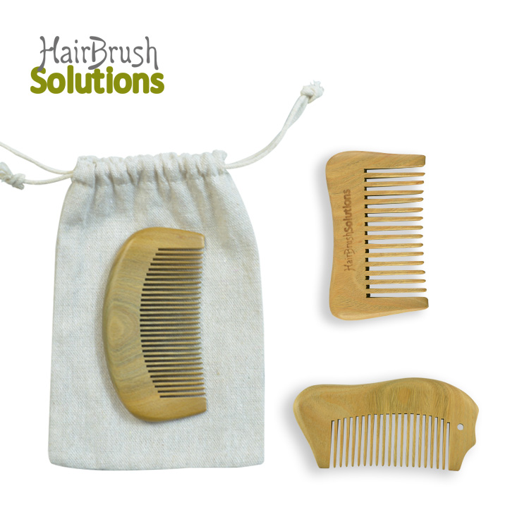 Custom Logo Mini Braiding Beard Massager Barber Hairdressing Bamboo Wooden Hair Combs For Women