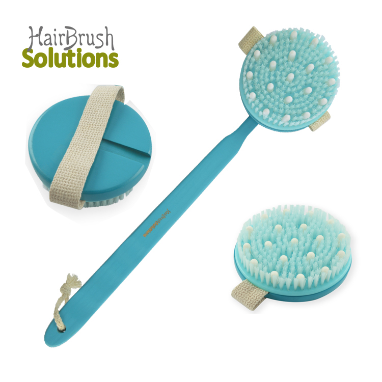 Long Wave Handle Exfoliate Exfoliating Round Custom Logo Stimulate Blood Circulation Massage Wooden Body Bath Brush Back