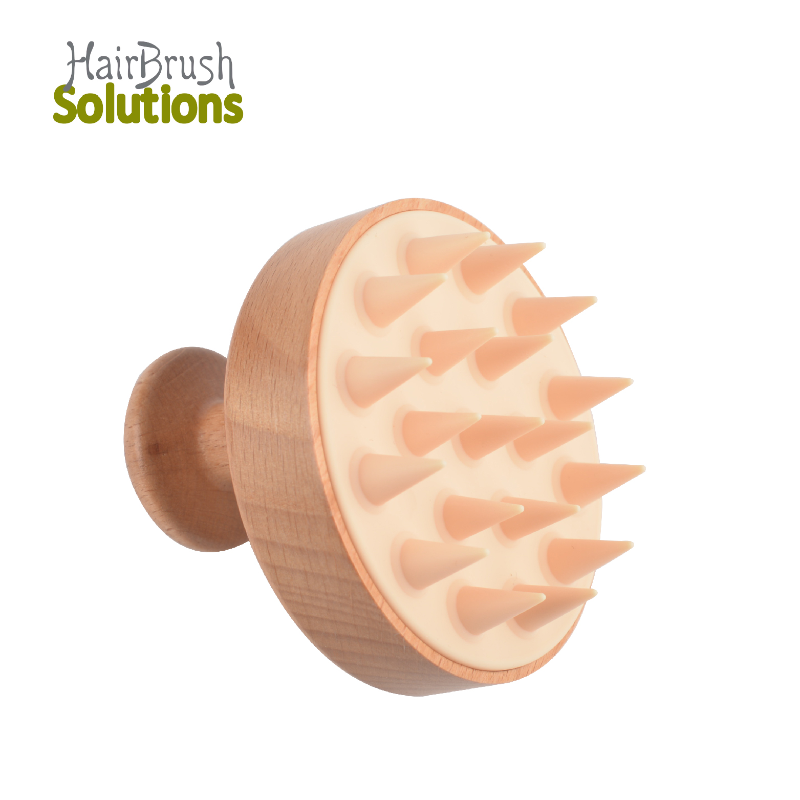 Wholesale Head Cleansing Wooden Handle Silicone Bristle Shower Hair Scalp Massager Shampoo Brush