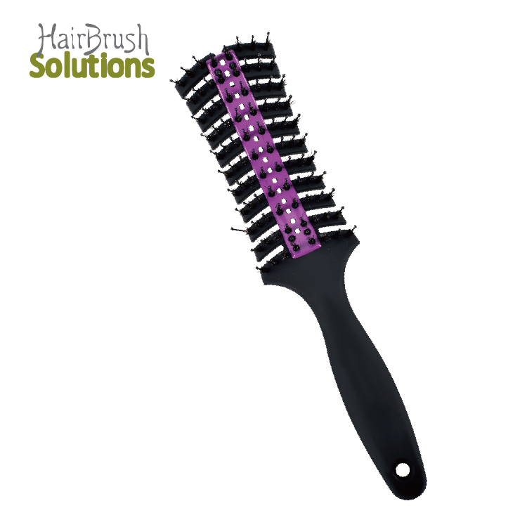 Custom Color Faster Blow Drying ABS Handle Nylon Boar Bristle Curve Vent Detangle Hair Brush With Logo