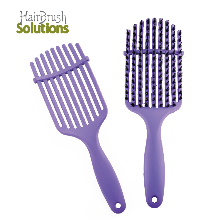 Luxury Private Label Hair Styling Tools Round Head Boar Nylon Bristles Detangling Hair Brush Vented For Curly Hair