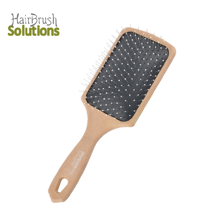 Eco Friendly Bio PLA Recyclable Rubber Cushion Single Nylon Bristles Curly Detangling Hair Brush For Women