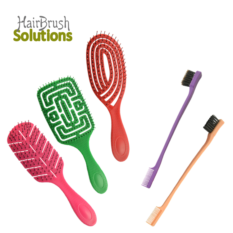 Factory Direct Sale Ergonomic Design Detangling Plastic Massage Paddle Detangling Hair Brush Nylon Bristle Hair Styling Brush