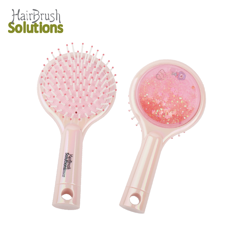 New Nylon Bristles Detangler Hairbrush ABS Electroplated TPR Cushion Kids Cute Massage Glitter Curly Hair Brush