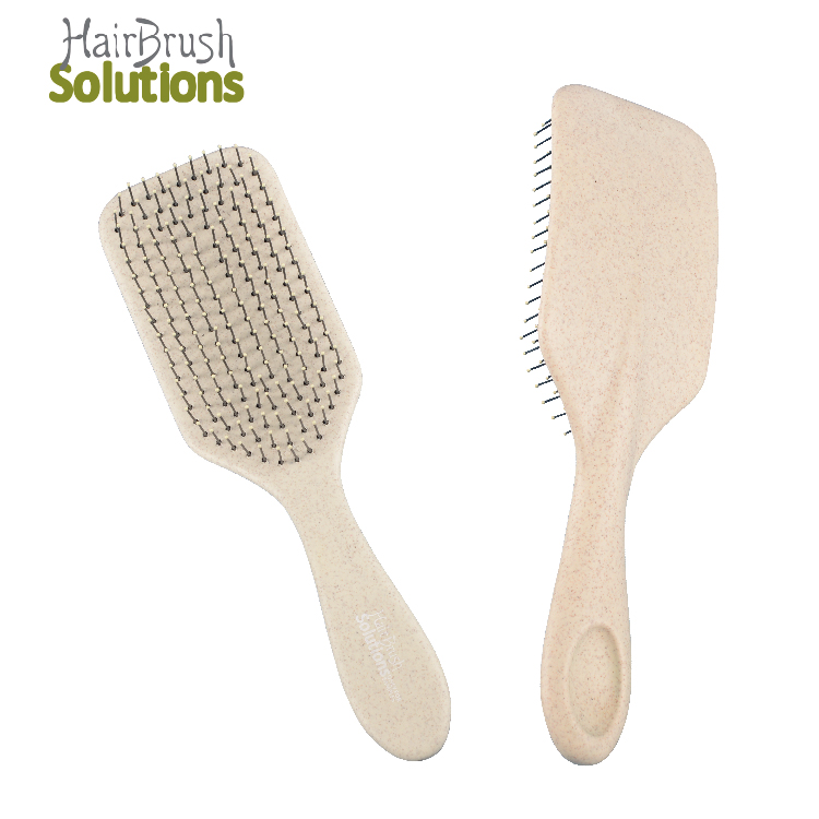 Bio-Rriendly Recyclable Flexible Nylon Bristles Anti-static Detangler Oar shape Wheat Straw Detangling Hair Brush
