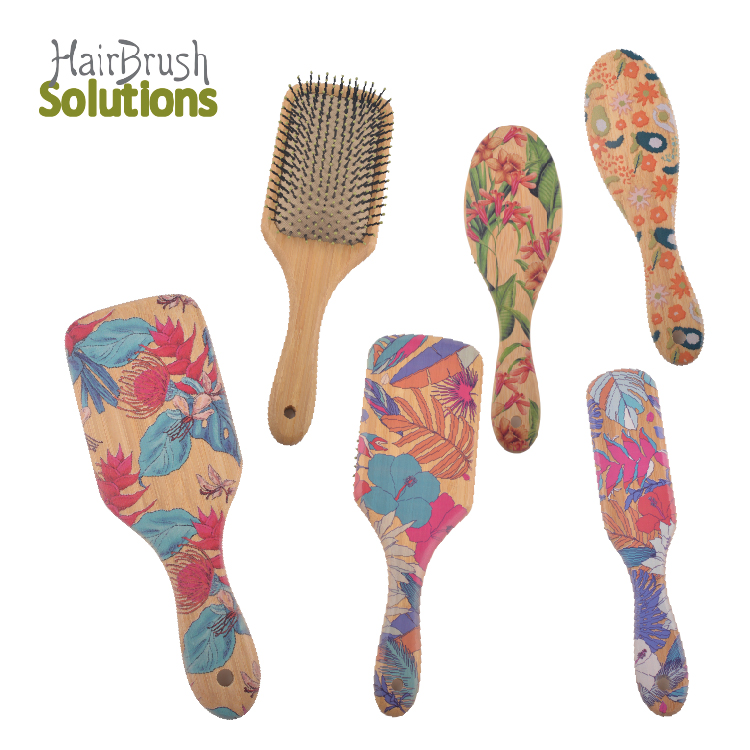 Spray painting 100% natural Head Back Massage Smoothly bamboo hairbrush Nylon hair brushes paddle hair wooden