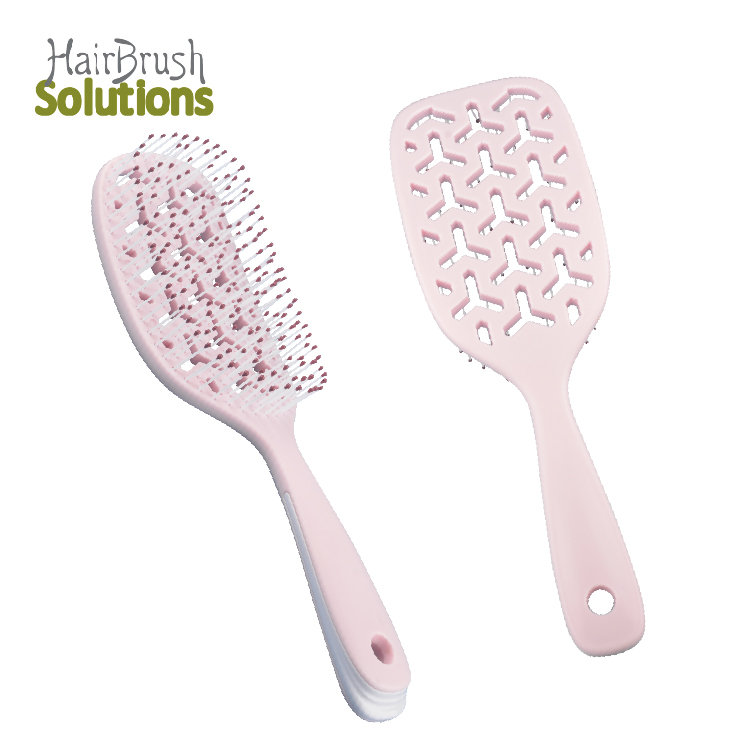 Pink Hair Detangler Brush Custom Logo Private Label Box Vent Flexy Hair Detangling Hairbrush Kit