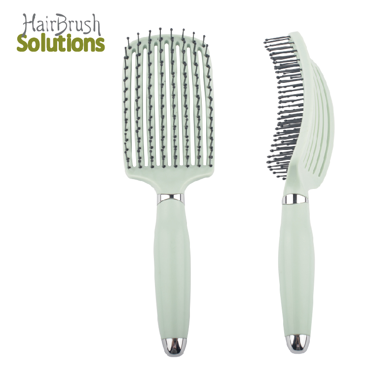 Custom Logo Wave Shape Dry Faster Detangle Hair Brush Anti Static Curved Vented Styling Detanglingh Brush For 4c Hair