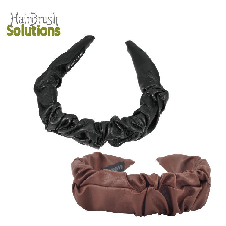 High Quality Non Slip Pu Leather Pleated Headband Fashion Hairband For Woman And Girls