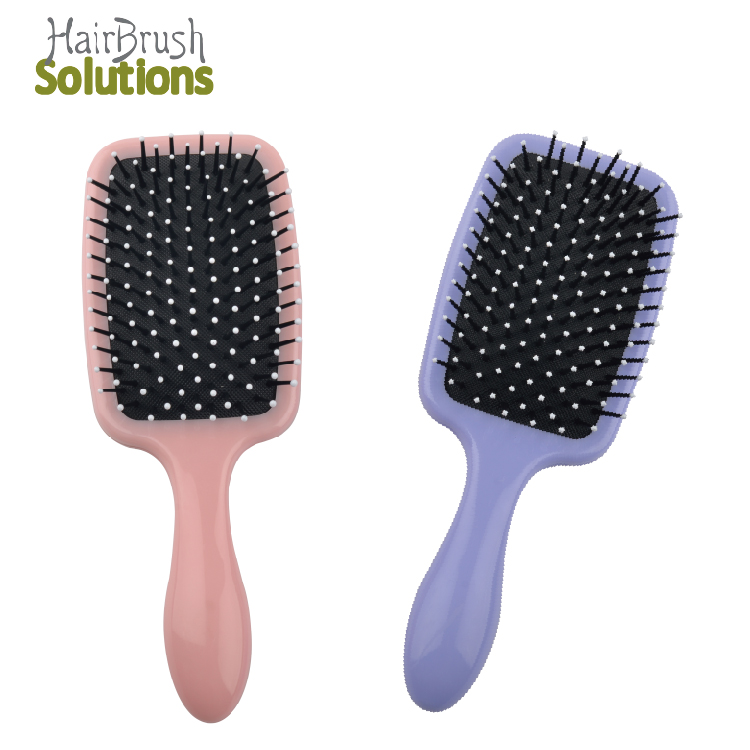 Paddle Hair Brush with Soft Ball Tip Nylon Bristle Air Cushion Plastic Comb for Man Women Curly Wet Dry Hair