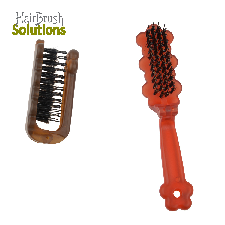 Custom Portable Folding Travel Comb Nylon Boar Bristles Hair Brush Handle Detangling Hair Brush