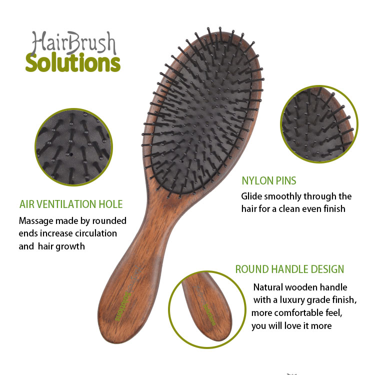 OEM Professional Branded Soft Boar Bristle Brush USA Oak Wood